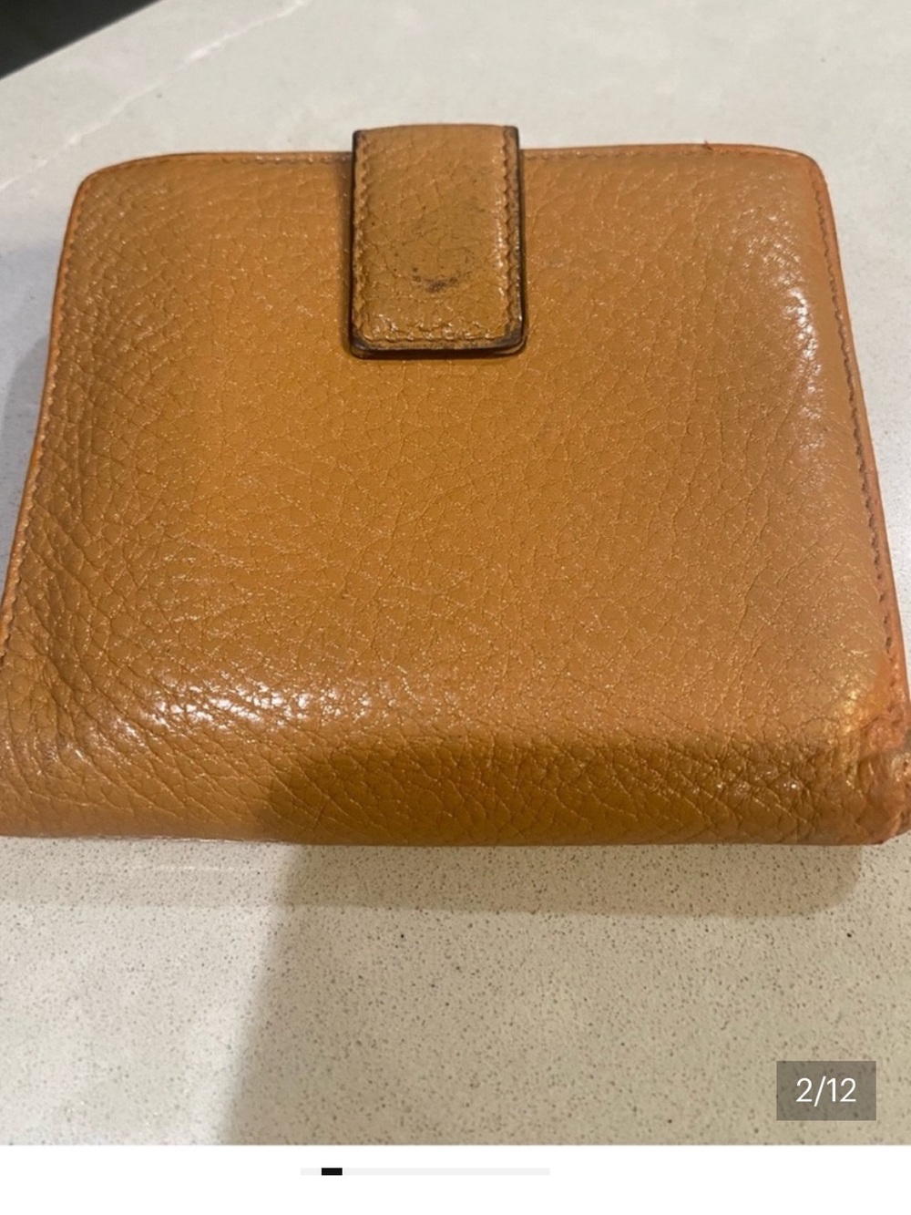 Salvatore Ferragamo Tan Pebbled Leather Gancini Clasp Bifold Wallet - Picture 3 of 10